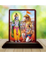 Car Desk/Table Top Lord RamSiya Wooden Photo Stand 3x4 Inches, Compact & Stylish Spiritual Display For Car, Home & Office (Pack Of 1) (F15191)