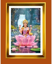 Mata Lakhsmi Golden Photo Frame - 16x20 Inches | Elegant Wooden Frame For Home, Office & Temple Decoration | Spiritual Wall & Table Decor And Gift Item (F9686)