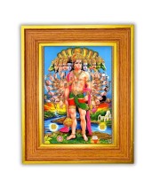 Panchmukhi Hanuman Photo Frame 10x14 Inches-Brown Wooden Frame For Home, Office & Temple Decoration And Gifting (F6492)