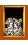 Divine Radha And Krishna Golden Photo Frame - 10x14 Inches | Elegant Wooden Frame For Home, Office & Temple Decoration | Spiritual Wall & Table Decor and Gift Item