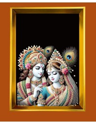 Divine Radha And Krishna Golden Photo Frame - 16x20 Inches | Elegant Wooden Frame For Home, Office & Temple Decoration | Spiritual Wall & Table Decor And Gift Item (F9930)