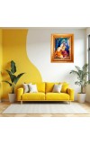 Goddess Lakshmi Golden Designer Photo Frame | 10x14 Inch Religious Wall Hanging Frame For Home, Office Decoration and Spiritual Gift Item (M3)