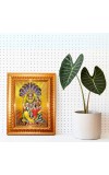 Shantharoop Bagavan Narashima Moorthi With Mahalaxmi Devi Golden Designer Photo Frame | 14x18 Inch Religious Wall Hanging Frame For Home & Office Decoration | Hindu Deity Spiritual Gift Item