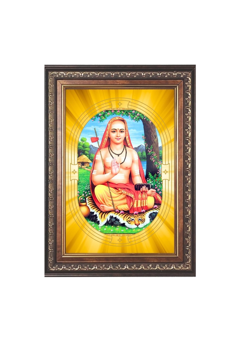 Adi Shankaracharya Spiritual Guru Digital Photo In Designer Frame, Size 8x12 Inch | Hindu Religious Picture For Home Temple, Office & Gift | Wall Art & Pooja Decor (F10450)