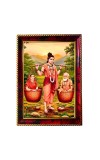 Shravana Kumara With His Parents Photo Frame For Wall & Table | 7x9 Inch Golden Cherry Finish | Decorative Shravana Kumara With His Parents Photo Frame For Home, Office & Pooja Room (F11895)