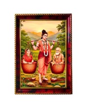 Shravana Kumara With His Parents Photo Frame For Wall & Table | 7x9 Inch Golden Cherry Finish | Decorative Shravana Kumara With His Parents Photo Frame For Home, Office & Pooja Room (F11895)