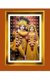 Divine Radha Krishna Golden Photo Frame - 10x14 Inches | Elegant Wooden Frame For Home, Office & Temple Decoration | Spiritual Wall & Table Decor and Gift Item