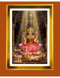 Mata Lakhsmi Golden Photo Frame - 10x14 Inches | Elegant Wooden Frame For Home, Office & Temple Decoration | Spiritual Wall & Table Decor And Gift Item (F9559)