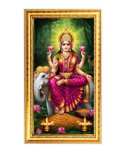 Mata Lakhsmi Digital Golden Color Photo Frame | Hindu Religious Wall Decor | 10x17 Inches - Inspirational Wall Art For Office, Home Decor - Ideal Spiritual Gift (F10238)