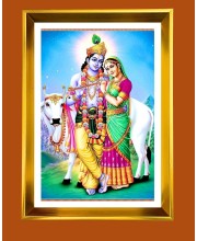 Golden Photo Frame - 10x14 Inches | Elegant Wooden Frame For Home, Office & Temple Decoration | Spiritual Wall & Table Decor and Gift Item