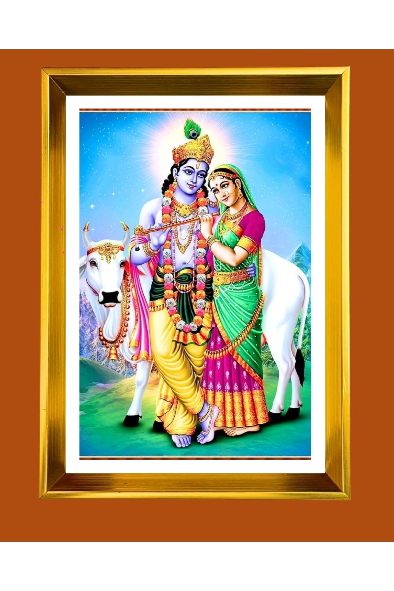 Golden Photo Frame - 10x14 Inches | Elegant Wooden Frame For Home, Office & Temple Decoration | Spiritual Wall & Table Decor and Gift Item