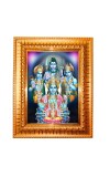 Brahma Vishnu Shiva Ram Sri Krishna Golden Designer Photo Frame | 10x14 Inch Religious Wall Hanging Frame For Home & Office Decoration | Hindu Deity Brahma Vishnu Shiva Ram Sri Krishna Spiritual Gif