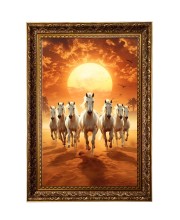 Seven Running Horses Big Photo Frame - 20x28 Inches For Home,Temple & Office Decoration (F11221)