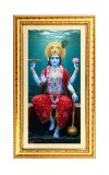 Lord Vishnu Digital Golden Color Photo Frame | Hindu Religious Wall Decor | 12x19 Inches - Inspirational Wall Art For Office, Home Decor - Ideal Spiritual Gift (F10398)