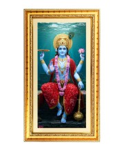 Lord Vishnu Digital Golden Color Photo Frame | Hindu Religious Wall Decor | 12x19 Inches - Inspirational Wall Art For Office, Home Decor - Ideal Spiritual Gift (F10398)