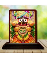 Car Desk/Table Top Lord Jagannath Wooden Photo Stand 3x4 Inches, Compact & Stylish Spiritual Display For Car, Home & Office (Pack Of 1) (F14588)