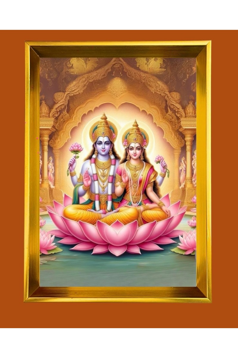 Golden Photo Frame - 10x14 Inches | Elegant Wooden Frame For Home, Office & Temple Decoration | Spiritual Wall & Table Decor and Gift Item