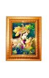 Divine Radha Krishna Golden Designer Photo Frame | 10x14 Inch Religious Wall Hanging Frame For Home & Office Decoration | Hindu Deity Divine Radha Krishna Spiritual Gift Item