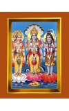 Lord Brahma, Vishnu, Shiva Golden Photo Frame - 10x14 Inches | Elegant Wooden Frame For Home, Office & Temple Decoration | Spiritual Wall & Table Decor and Gift Item
