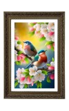 Two Colorful Birds On A Flowering Branch Big Photo Frame - 20x28 Inches For Home,Temple & Office Decoration (F10682)