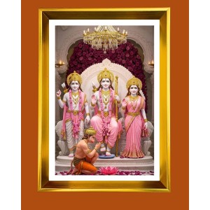 Lord Rama, Sita,Lakshmana & Hanuman Golden Photo Frame - 10x14 Inches | Elegant Wooden Frame For Home, Office & Temple Decoration | Spiritual Wall & Table Decor and Gift Item Lord Rama, Sita,Lakshmana & Hanuman Golden Photo Frame - 10x14 Inches | Elegant Wooden Frame For Home, Office & Temple Decoration | Spiritual Wall & Table Decor and Gift Item
