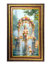 Lord Krishna Digital Golden Balck Color Photo Frame | Hindu Religious Wall Decor | 10x16 Inches - Inspirational Wall Art For Office, Home Decor - Ideal Spiritual Gift (F16674)