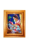 Yashoda Baby Krishna Golden Designer Photo Frame | 10x14 Inch Religious Wall Hanging Frame For Home & Office Decoration | Hindu Deity Yashoda Baby Krishna Spiritual Gift Item