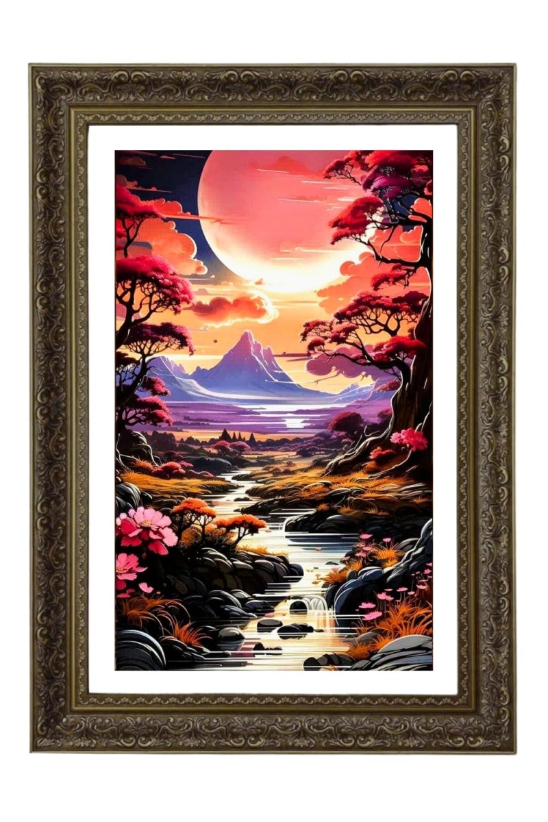 Beautiful Sunset Riverside Big Photo Frame - 20x28 Inches For Home,Temple & Office Decoration (F10756)