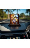 Car Desk/Table Top Bramha Vishnu Shiva Wooden Photo Stand 3x4 Inches, Compact & Stylish Spiritual Display For Car, Home & Office (Pack Of 1) (F14244)