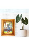 Little Krishna Golden Designer Photo Frame | 10x14 Inch Religious Wall Hanging Frame For Home & Office Decoration | Hindu Deity Spiritual Gift Item