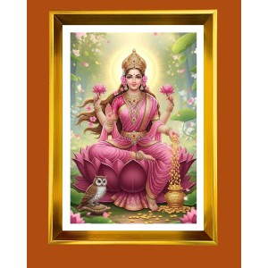 Mata Lakhsmi Golden Photo Frame - 16x20 Inches | Elegant Wooden Frame For Home, Office & Temple Decoration | Spiritual Wall & Table Decor And Gift Item (F9539)