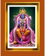 Lord Vishnu Golden Photo Frame - 16x20 Inches | Elegant Wooden Frame For Home, Office & Temple Decoration | Spiritual Wall & Table Decor And Gift Item (F9779)
