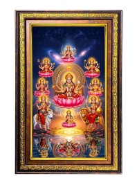 Ashta Lakshmi Digital Golden Balck Color Photo Frame | Hindu Religious Wall Decor | 10x16 Inches - Inspirational Wall Art For Office, Home Decor - Ideal Spiritual Gift (F16919)
