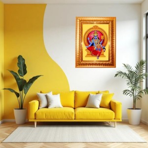 Goddess Lakshmi Golden Designer Photo Frame | 14x18 Inch Religious Wall Hanging Frame For Home, Office Decoration and Spiritual Gift Item (M5)