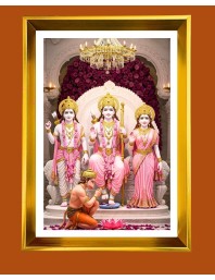 Lord Ram, Sita, Lord Lakhsmana,Lord Hanuman Golden Photo Frame - 18x22 Inches | Elegant Wooden Frame For Home, Office & Temple Decoration | Spiritual Wall & Table Decor And Gift Item (F9700)