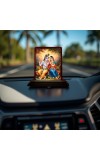 Car Desk/Table Top Radha Krishna Wooden Photo Stand 3x4 Inches, Compact & Stylish Spiritual Display For Car, Home & Office (Pack Of 1) (F14489)
