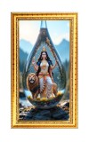 Mata Durga Digital Golden Color Photo Frame | Hindu Religious Wall Decor | 10x17 Inches - Inspirational Wall Art For Office, Home Decor - Ideal Spiritual Gift (F10359)