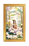 Divine Krishna Digital Golden Color Photo Frame | Hindu Religious Wall Decor | 8x15 Inches - Inspirational Wall Art For Office, Home Decor - Ideal Spiritual Gift (F10310)