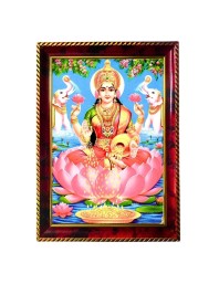 Goddess Laxmi Photo Frame For Wall & Table | 7x9 Inch Golden Cherry Finish | Decorative Goddess Laxmi Photo Frame For Home, Office & Pooja Room (F11645)