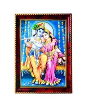 Radha Krishna Photo Frame For Wall & Table | 7x9 Inch Golden Cherry Finish | Decorative Radha Krishna Photo Frame For Home, Office & Pooja Room (F11820)
