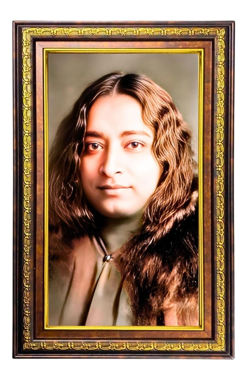 Paramahamsa Yoganananda Digital Golden Balck Color Photo Frame | Hindu Religious Wall Decor | 10x16 Inches - Inspirational Wall Art For Office, Home Decor - Ideal Spiritual Gift (F16834)