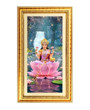Mata Laxmi Digital Golden Color Photo Frame | Hindu Religious Wall Decor | 12x19 Inches - Inspirational Wall Art For Office, Home Decor - Ideal Spiritual Gift (F10387)