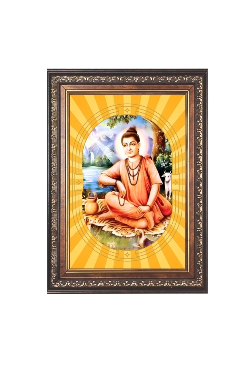Sripada Srivallabha Spiritual Guru Digital Photo In Designer Frame, Size 14x18 Inch | Hindu Religious Picture For Home Temple, Office & Gift | Wall Art & Pooja Decor (F10442)