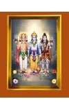 Lord Brahma,Lord Vishnu,Lord Shiva Golden Photo Frame - 10x14 Inches | Elegant Wooden Frame For Home, Office & Temple Decoration | Spiritual Wall & Table Decor and Gift Item