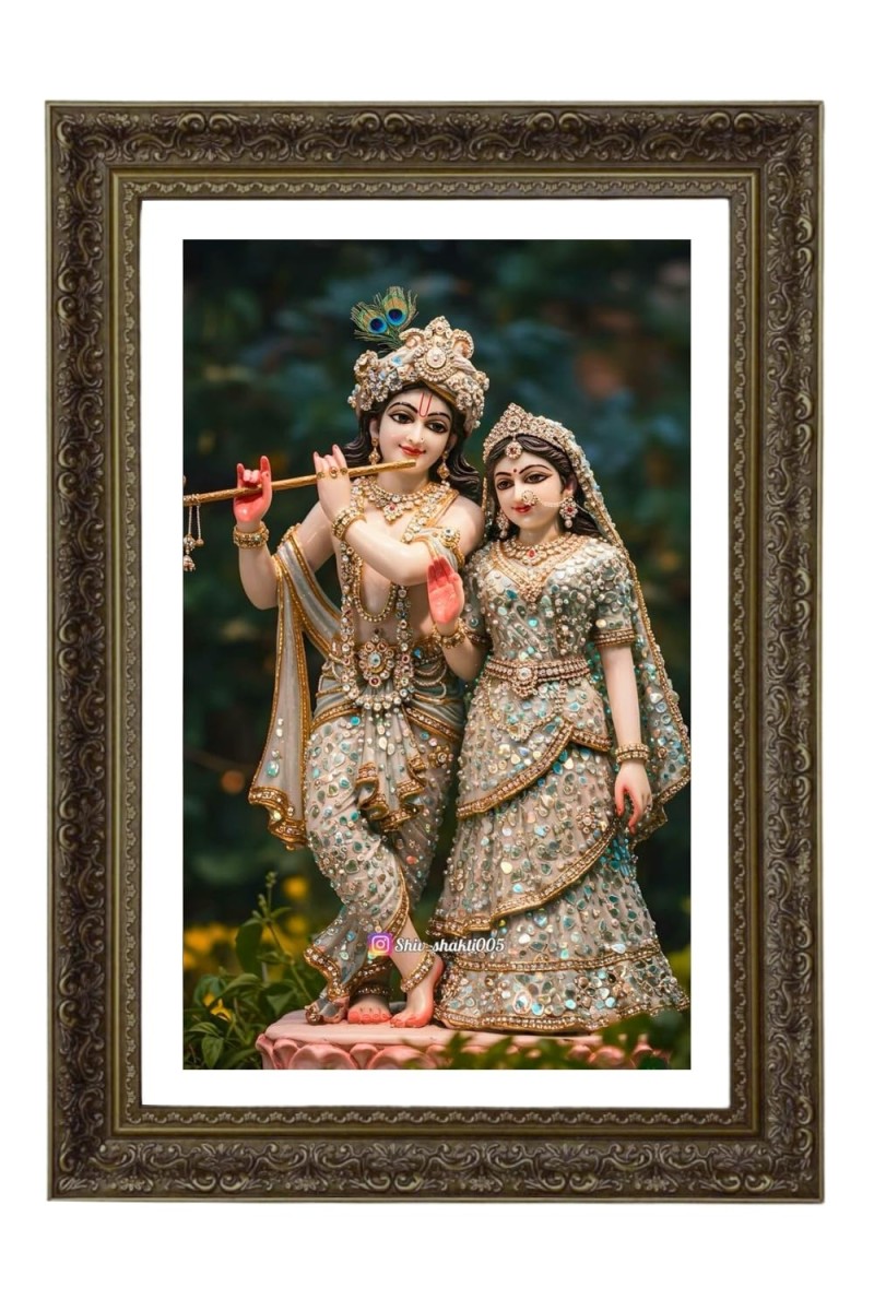 Divine Radha Krishna Big Photo Frame - 20x28 Inches For Home,Temple & Office Decoration (F10670)