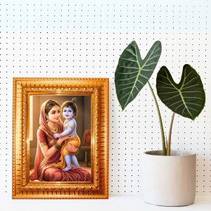 Bal Gopal And Mata Yashoda Golden Designer Photo Frame | 10x14 Inch Religious Wall Hanging Frame For Home & Office Decoration | Hindu Deity Bal Gopal And Mata Yashoda Spiritual Gift Item Bal Gopal And Mata Yashoda Golden Designer Photo Frame | 10x14 Inch Religious Wall Hanging Frame For Home & Office Decoration | Hindu Deity Bal Gopal And Mata Yashoda Spiritual Gift Item
