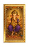 Lord Ganesh Digital Golden Color Photo Frame | Hindu Religious Wall Decor | 12x19 Inches - Inspirational Wall Art For Office, Home Decor - Ideal Spiritual Gift (F10306)
