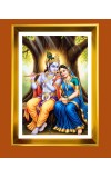 Radha & Krishna Golden Photo Frame - 10x14 Inches | Elegant Wooden Frame For Home, Office & Temple Decoration | Spiritual Wall & Table Decor And Gift Item (F9902)