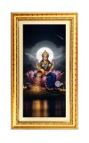 Mata Laxmi Digital Golden Color Photo Frame | Hindu Religious Wall Decor | 12x19 Inches - Inspirational Wall Art For Office, Home Decor - Ideal Spiritual Gift (F10388)