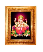 Baby Krishna Golden Designer Photo Frame | 10x14 Inch Religious Wall Hanging Frame For Home, Office Decoration and Spiritual Gift Item (M4)